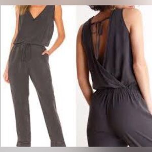 Backless jumpsuit in stone grey